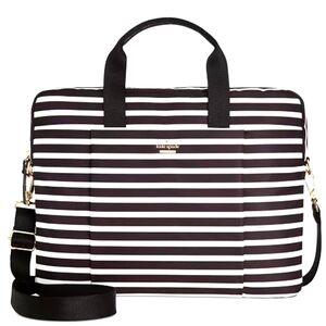 Kate Spade Black and White Striped Laptop Bag